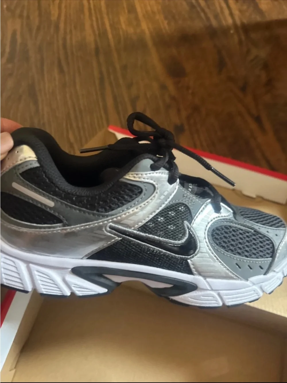 Nike Kids Black and Silver Mesh Runner Sneakers